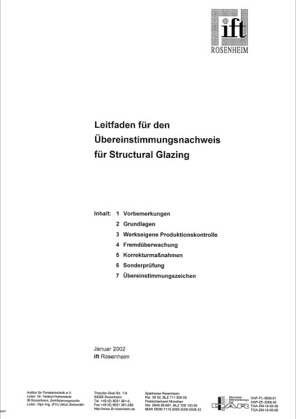 ift-Leitfaden für den Übereinstimmungsnachweis für Structural Glazing