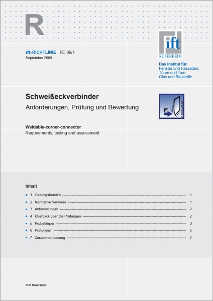 ift-Richtlinie FE-09/1 – Schweißeckverbinder